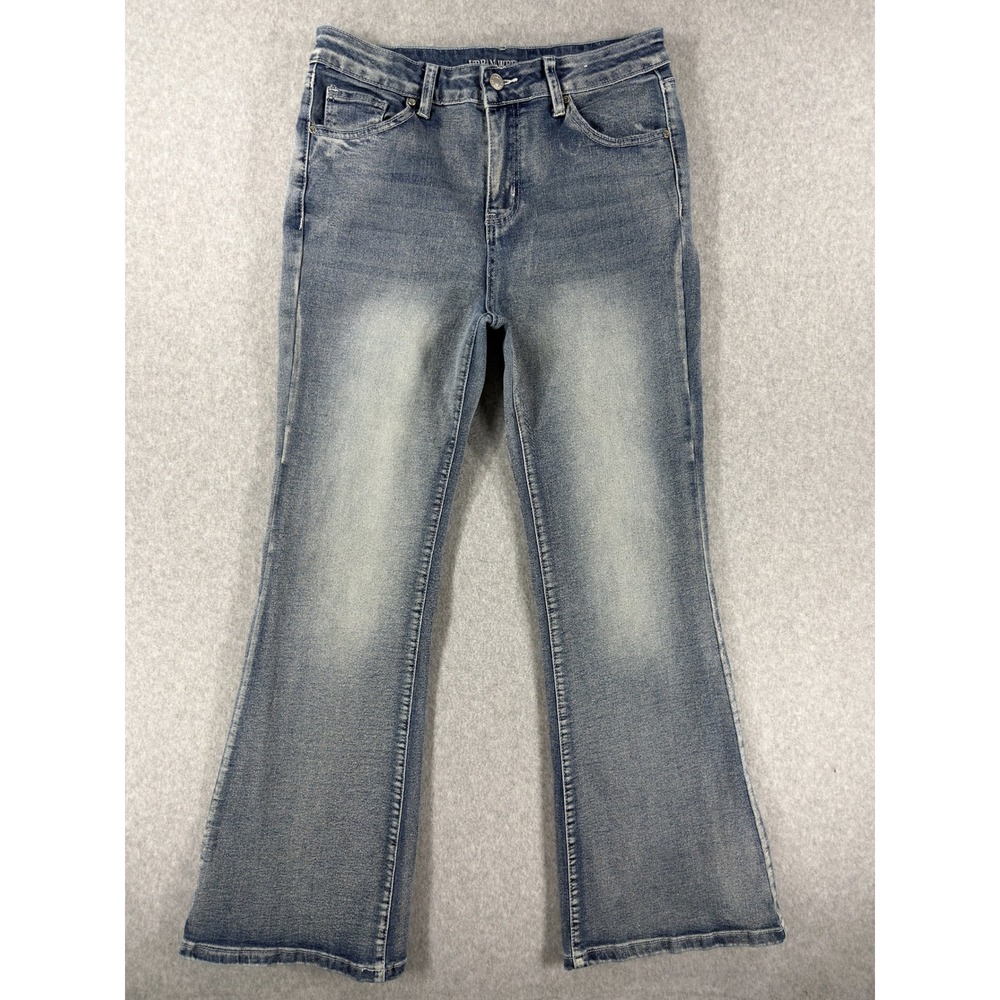 Urban Weekend Womens Skull Wing Rhinestone Flare Jeans Blue Size 11 Y2K Edgy